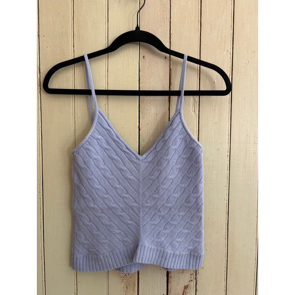 Ralph Lauren 100% cashmere black label Light blue Cable Knit Tank Top